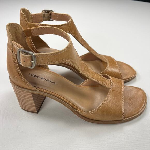 Women's Sabeni T-Strap Block-Heel City Sandals Tan Size 9.5 Runs Large (10-10.5) - Picture 3 of 13